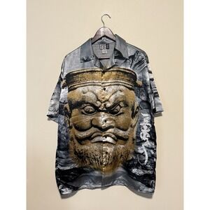 Vintage Trust y2k AOP Shirt Mens baggy size medium Short Sleeve Button Up RARE